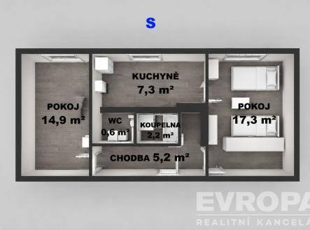 Pronájem bytu, 2+1, 48 m²