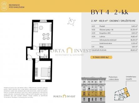 Prodej bytu, 2+kk, 48 m²