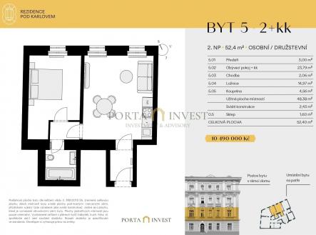 Prodej bytu, 2+kk, 51 m²