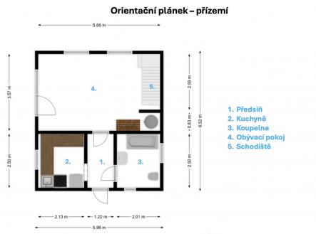 Orientační vnitřní rozměry místností