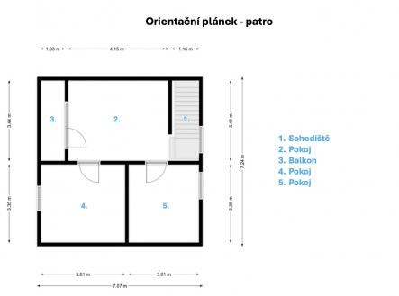 Orientační vnitřní rozměry místností