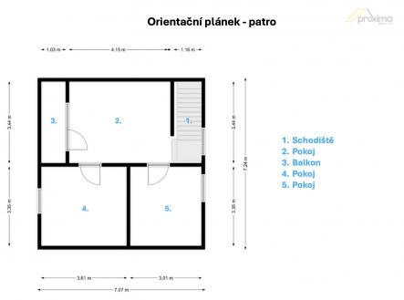 Orientační vnitřní rozměry místností