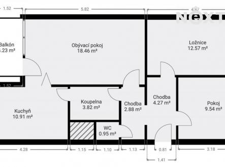 Prodej bytu, 3+1, 63 m²