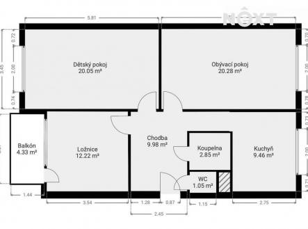 Prodej bytu, 3+1, 76 m²