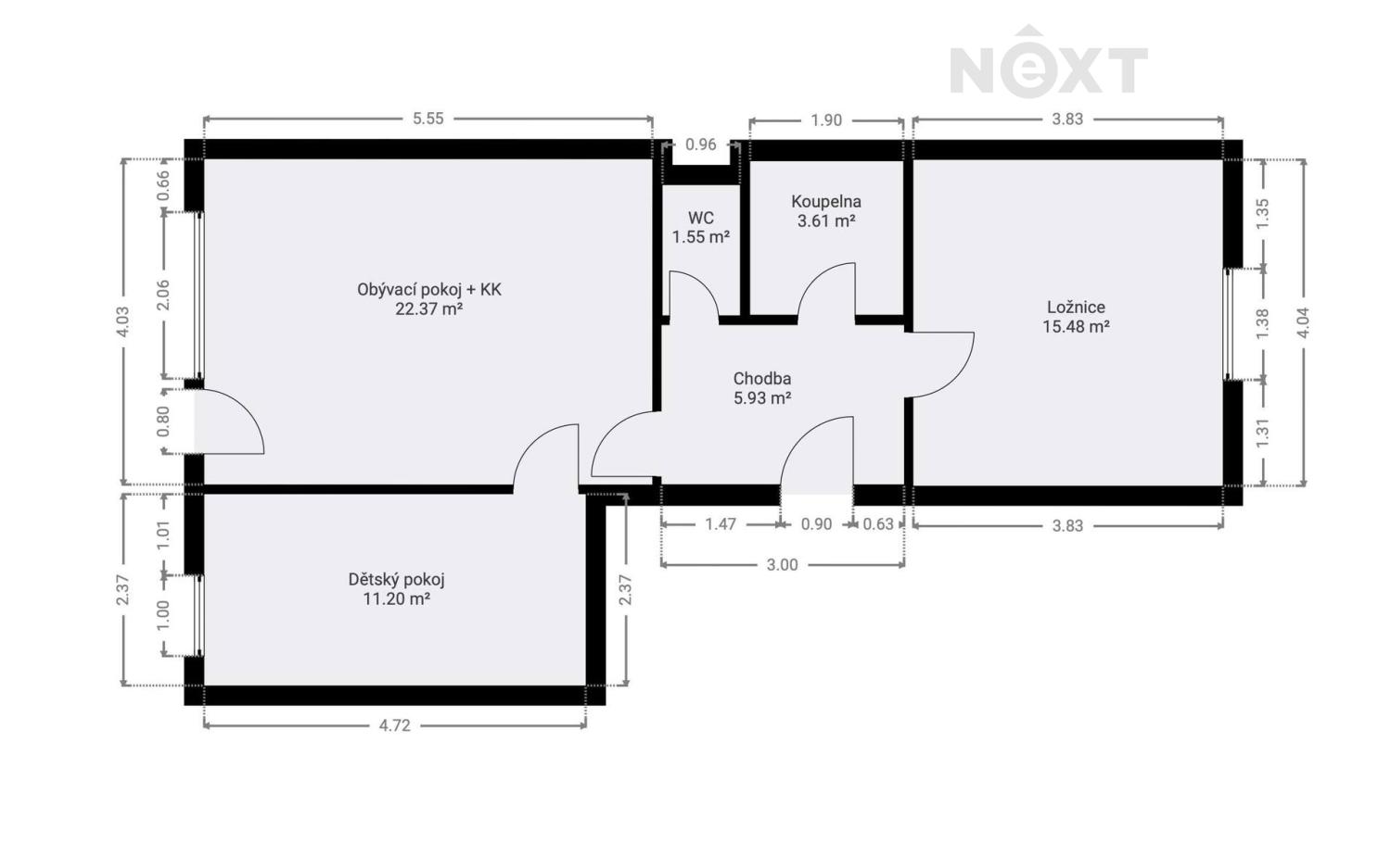 Prodej byt 3+kk, 60㎡