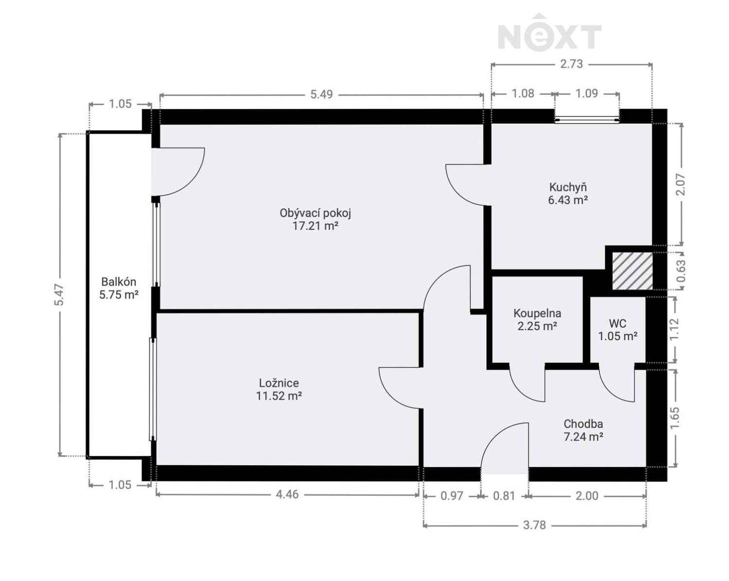 Prodej byt 2+1, 46㎡