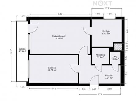 Prodej bytu, 2+1, 51 m²