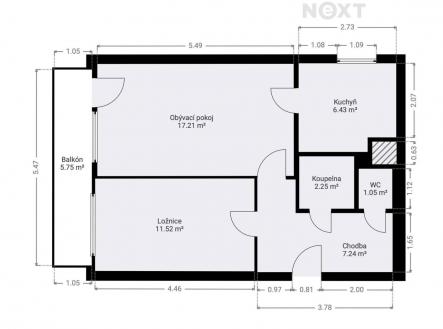 Prodej bytu, 2+1, 51 m²