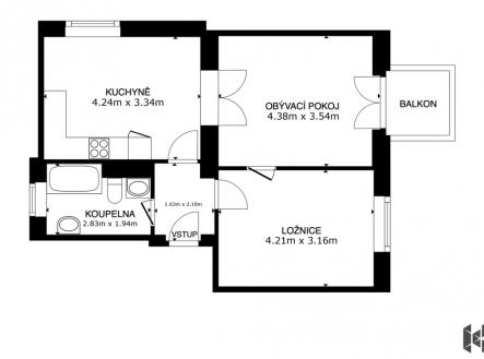 Prodej bytu, 2+1, 56 m²