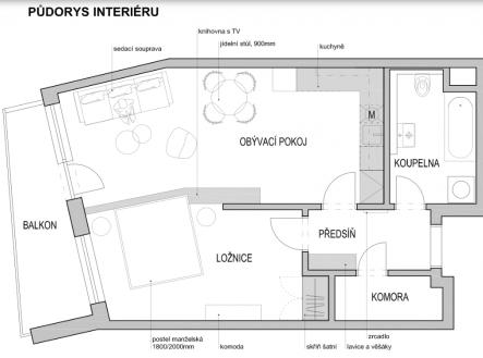 Pronájem bytu, 2+kk, 59 m²