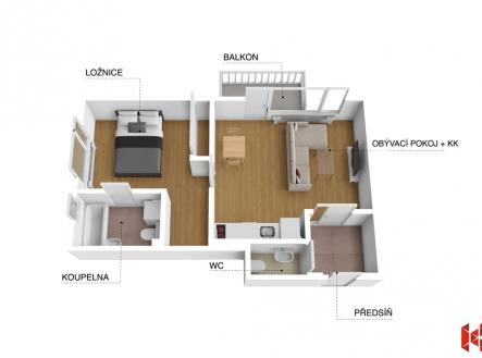 Prodej bytu, 2+kk, 47 m²