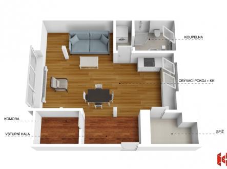 Prodej bytu, 1+kk, 55 m²