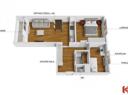 Prodej bytu, 3+kk, 56 m²