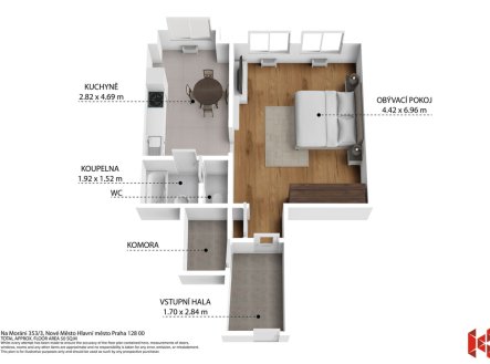 Prodej bytu, 2+kk, 56 m²