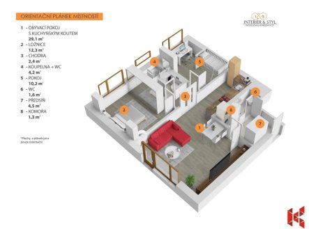 Pronájem bytu, 3+kk, 66 m²