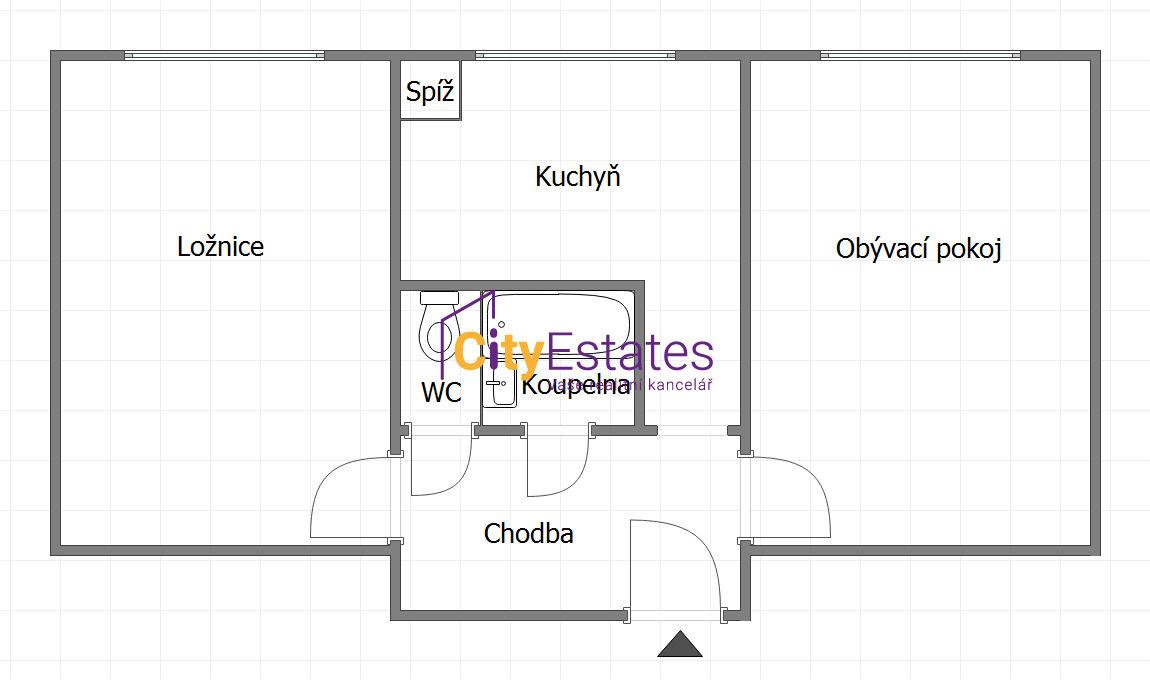 Světlý klidný byt 2+1 na Zahradním Městě, 53 m2