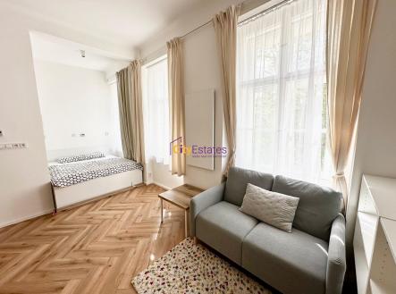 Vybavený, klidný a světlý byt 1+kk blízko centra