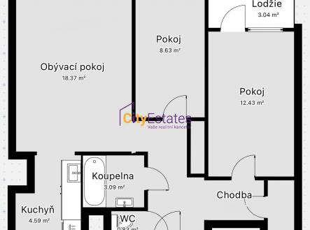 Pronájem bytu, 3+kk, 62 m²
