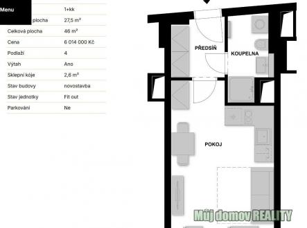 Prodej bytu, 1+kk, 34 m²