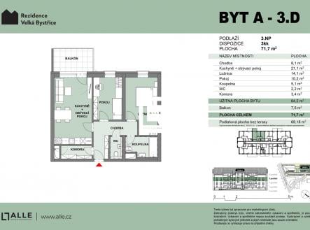 Prodej bytu, 3+kk, 64 m²