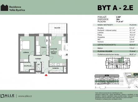 Prodej bytu, 3+kk, 64 m²