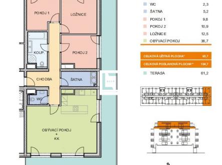 Prodej bytu, 4+kk, 105 m²