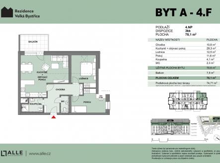 Prodej bytu, 3+kk, 71 m²