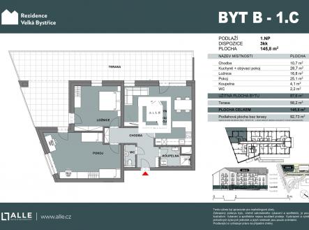 Prodej bytu, 3+kk, 88 m²