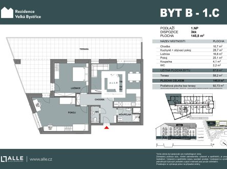 Prodej bytu, 3+kk, 88 m²
