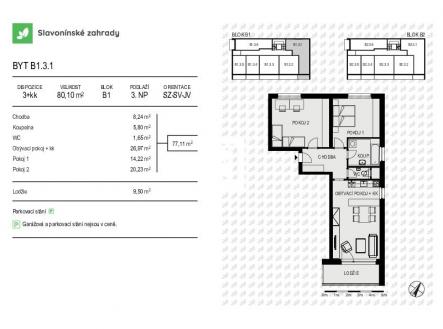Prodej bytu, 3+kk, 80 m²