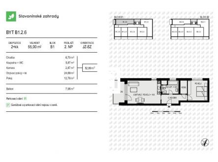 Prodej bytu, 2+kk, 55 m²