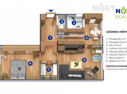 Prodej bytu, 2+1, 60 m²