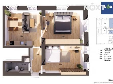 Prodej bytu, 3+kk, 68 m²