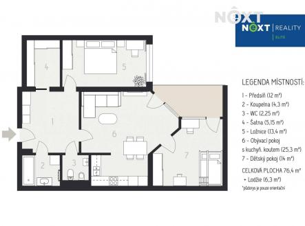 Prodej bytu, 3+kk, 85 m²