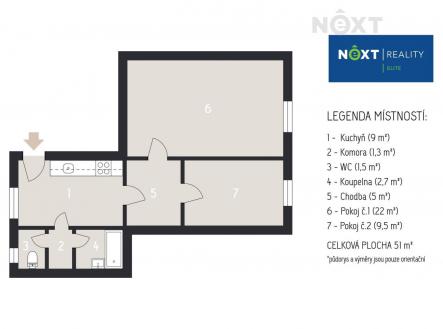 Prodej bytu, 2+1, 55 m²
