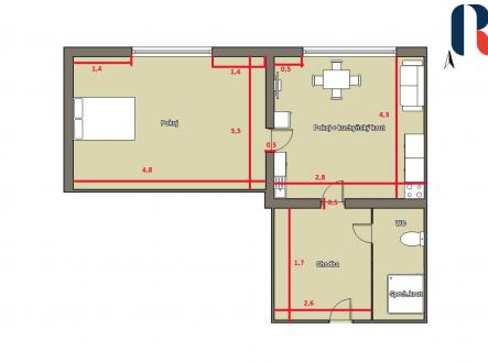 Prodej bytu, 1+1, 43 m²