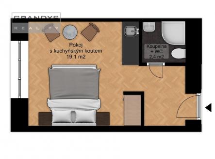 Pronájem bytu, 1+kk, 22 m²