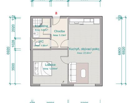 Prodej bytu, 2+kk, 46 m²