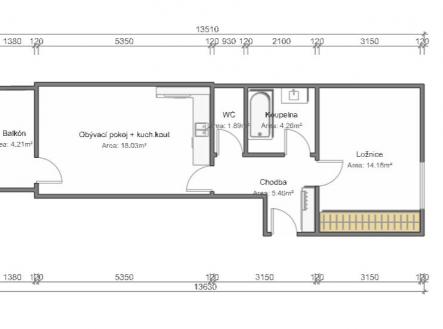 Pronájem bytu, 2+kk, 47 m²