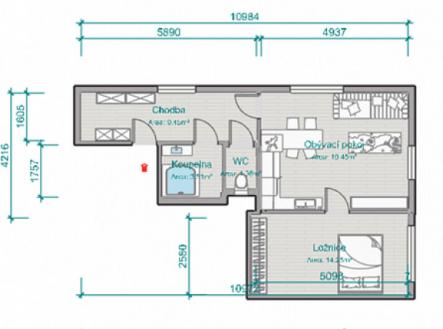 Prodej bytu, 2+kk, 56 m²