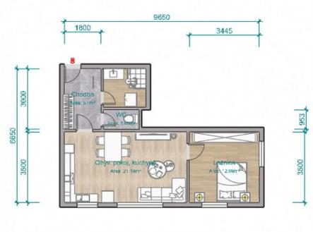 Pronájem bytu, 2+kk, 46 m²
