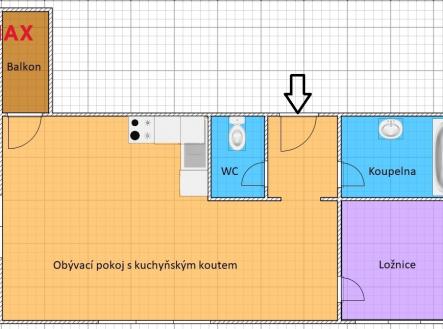 Pronájem bytu, 2+kk, 48 m²
