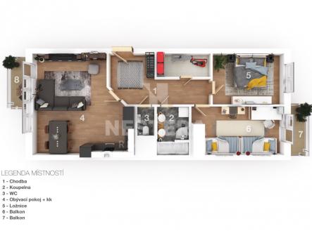 Prodej bytu, 3+kk, 88 m²