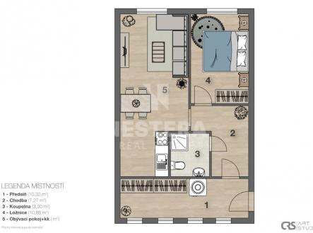 Pronájem bytu, 2+kk, 53 m²
