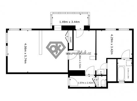 Prodej bytu, 2+1, 57 m²