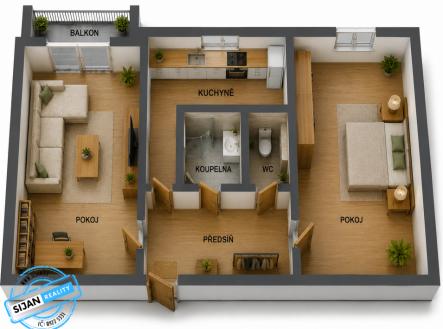 Pronájem bytu, 2+1, 55 m²
