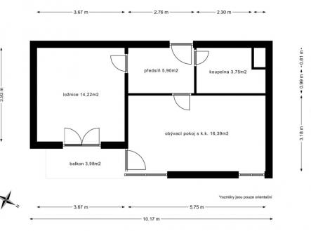 Prodej bytu, 2+kk, 47 m²