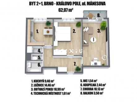 Prodej bytu, 2+1, 62 m²