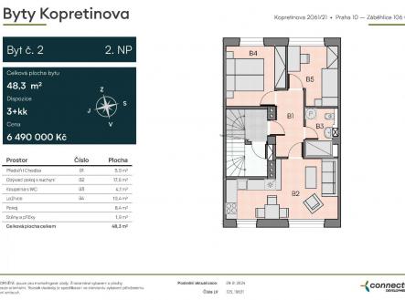 Prodej bytu, 3+kk, 48 m²