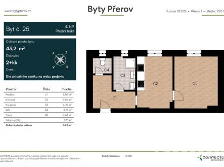 Prodej bytu, 2+kk, 43,2 m²
